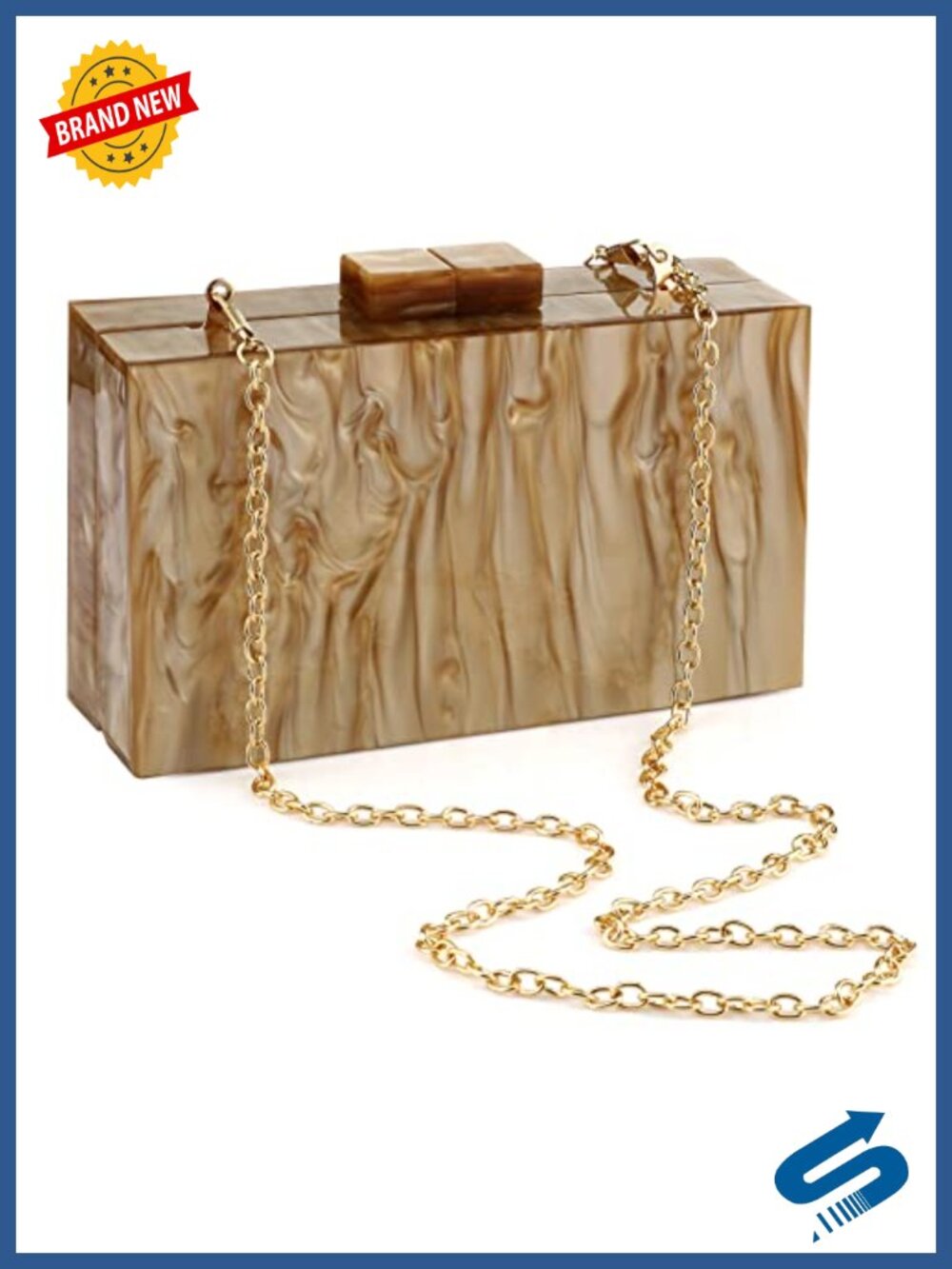 Acrylic Marbling Clutch Evening Bag Detachable Chain Crossbody Purse